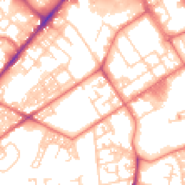 Daytime road noise heatmap for BL3 6YJ