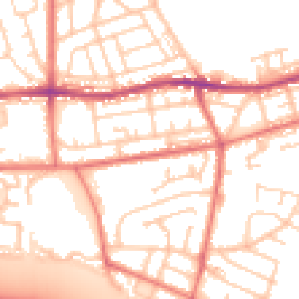 Daytime road noise heatmap for BL4 0AQ