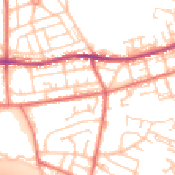 Daytime road noise heatmap for BL4 0BA