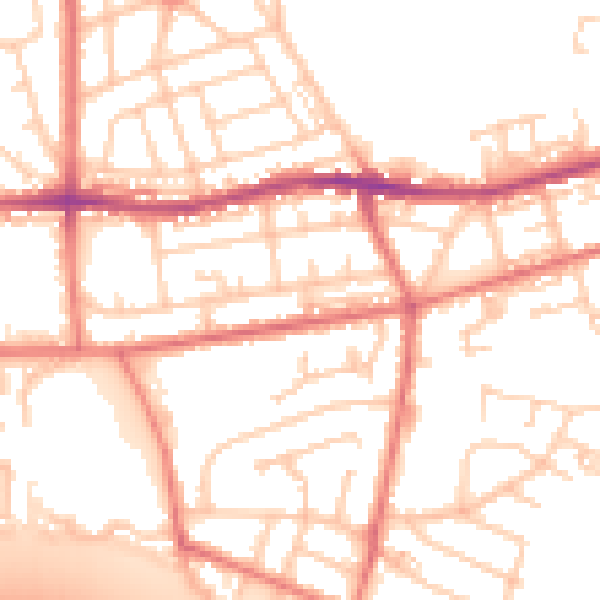 Daytime road noise heatmap for BL4 0BB