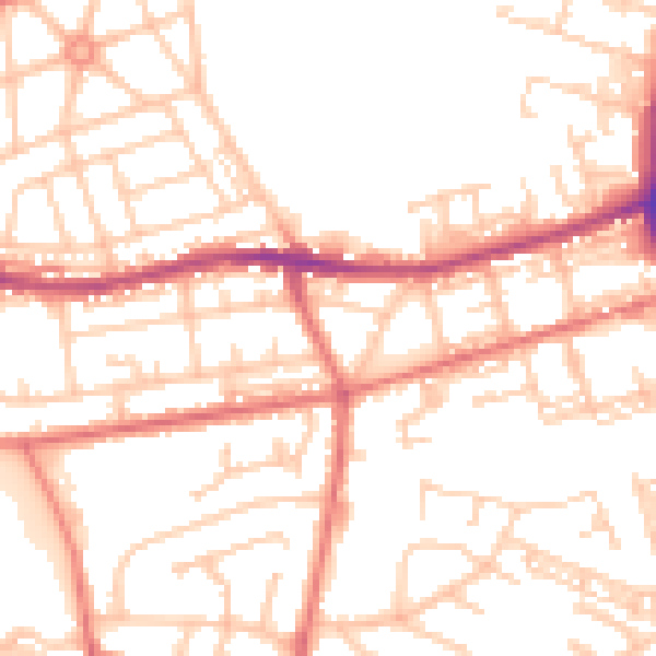 Daytime road noise heatmap for BL4 0BG