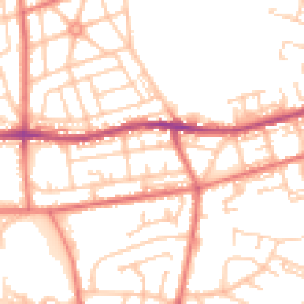 Daytime road noise heatmap for BL4 0BH