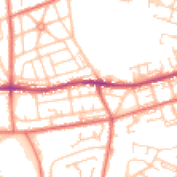 Daytime road noise heatmap for BL4 0BJ