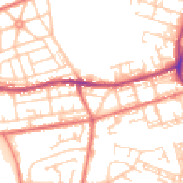 Daytime road noise heatmap for BL4 0BQ