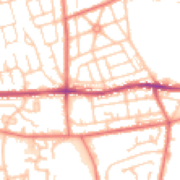 Daytime road noise heatmap for BL4 0BS