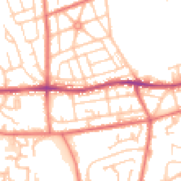 Daytime road noise heatmap for BL4 0BT