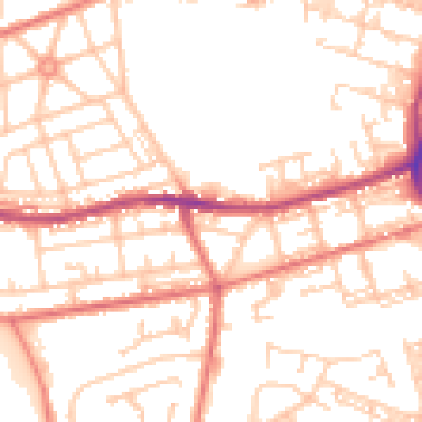 Daytime road noise heatmap for BL4 0BZ