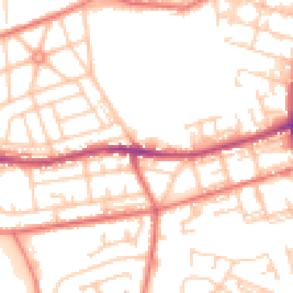 Daytime road noise heatmap for BL4 0DA