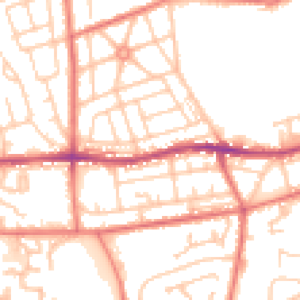 Daytime road noise heatmap for BL4 0DF