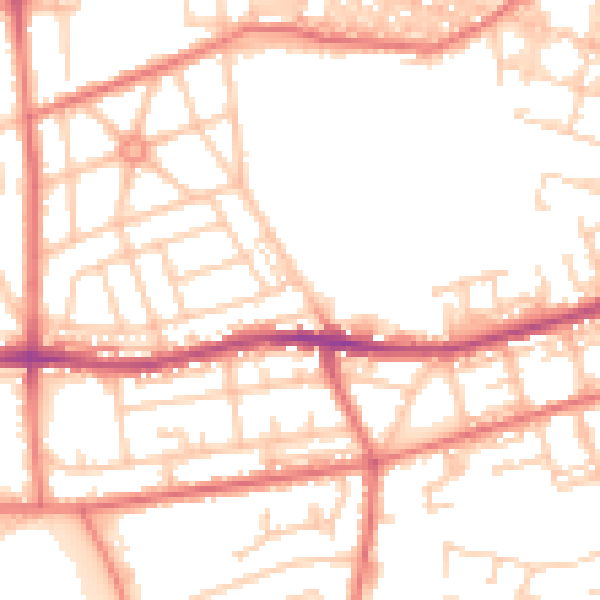 Daytime road noise heatmap for BL4 0DJ