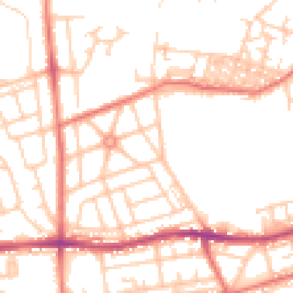 Daytime road noise heatmap for BL4 0DS
