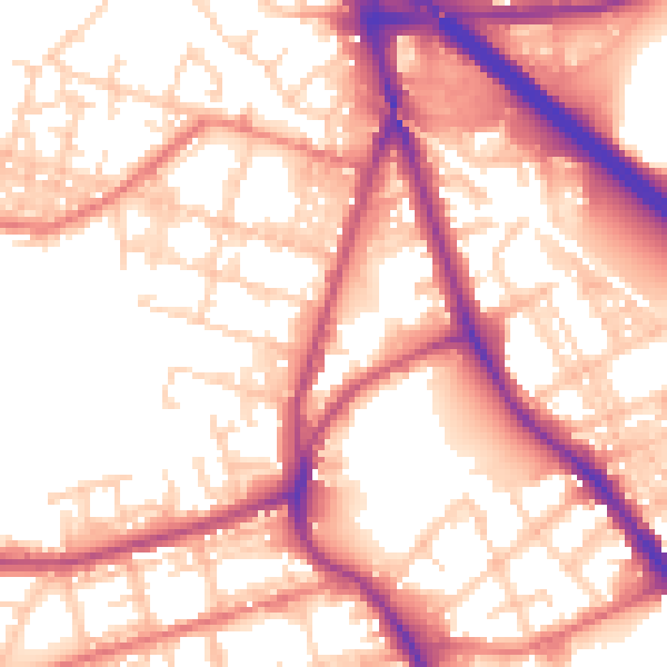 Daytime road noise heatmap for BL4 7ER
