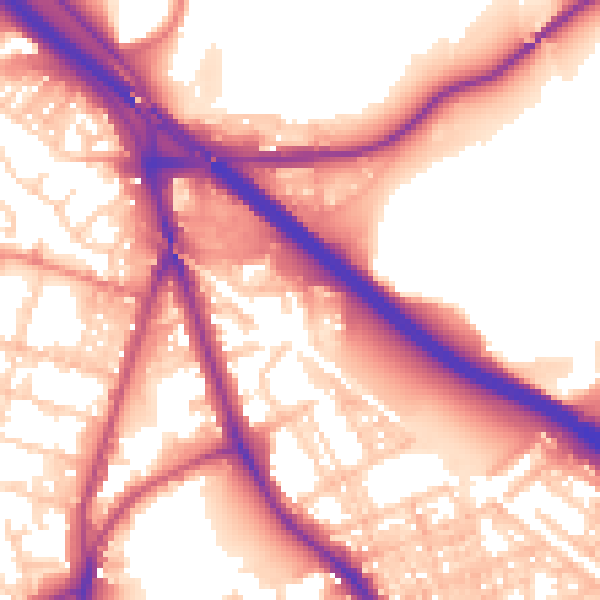 Daytime road noise heatmap for BL4 7PY