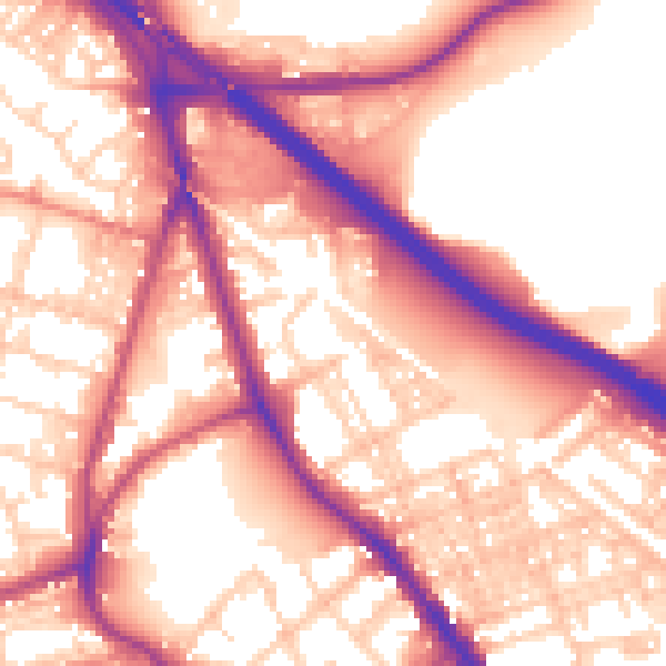 Daytime road noise heatmap for BL4 7TF