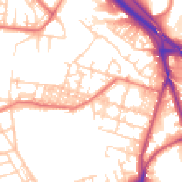 Daytime road noise heatmap for BL4 7TY