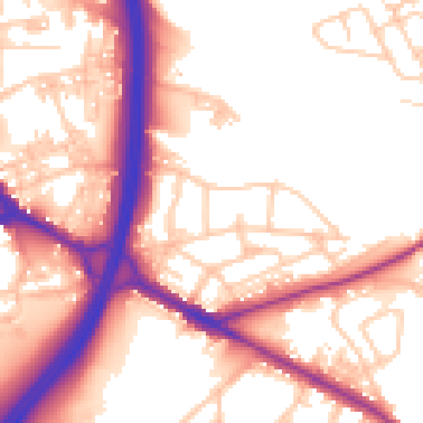 Daytime road noise heatmap for BL4 8DR