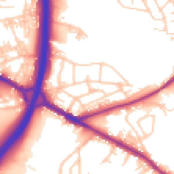 Daytime road noise heatmap for BL4 8DZ
