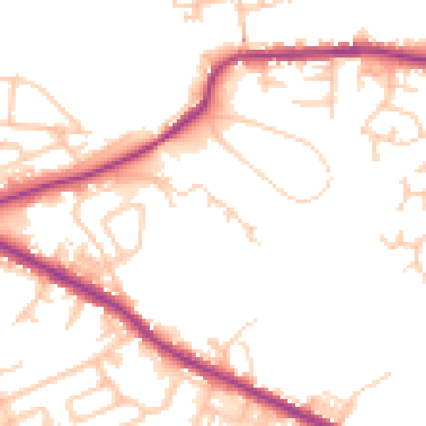 Daytime road noise heatmap for BL4 8EG
