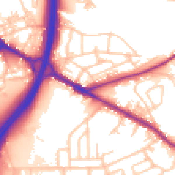 Daytime road noise heatmap for BL4 8EL
