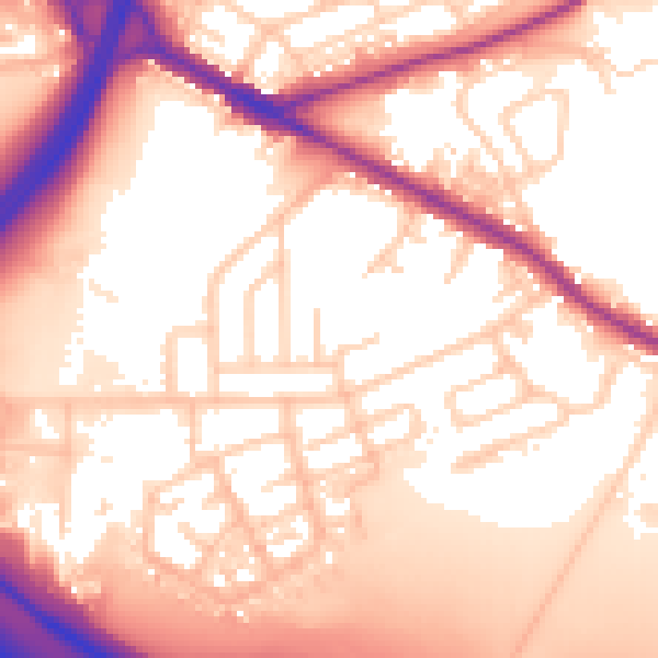 Daytime road noise heatmap for BL4 8JE