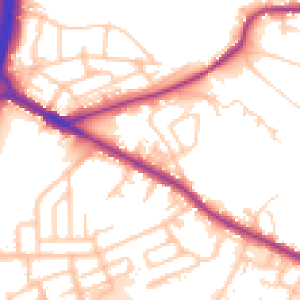 Daytime road noise heatmap for BL4 8NW