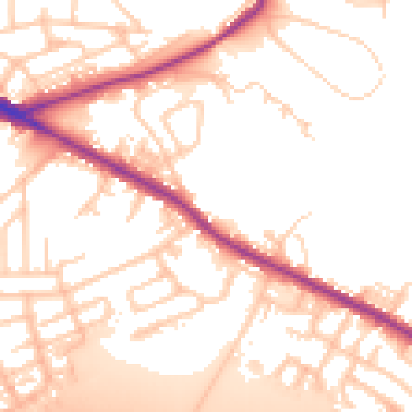 Daytime road noise heatmap for BL4 8QH