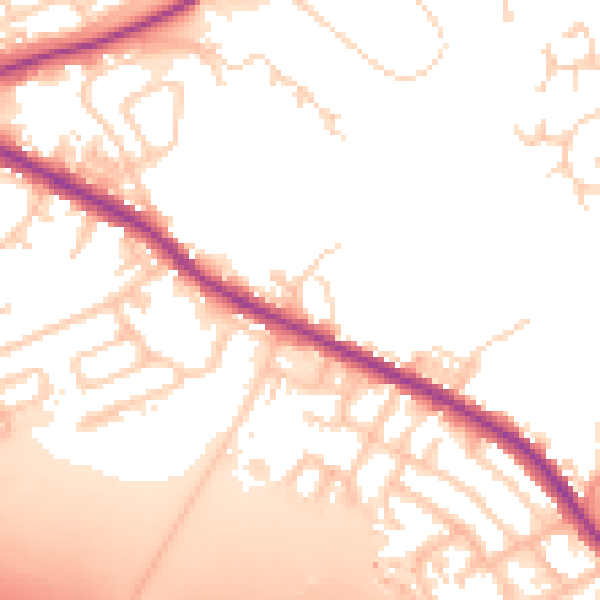 Daytime road noise heatmap for BL4 8QN