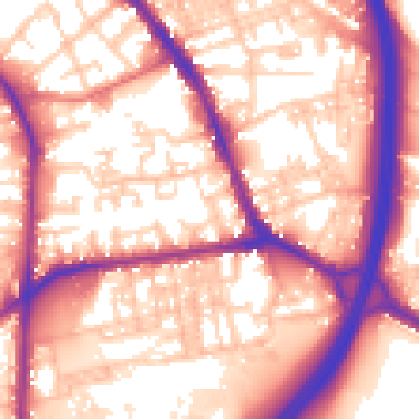 Daytime road noise heatmap for BL4 9EW