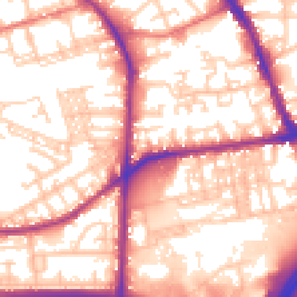 Daytime road noise heatmap for BL4 9JE