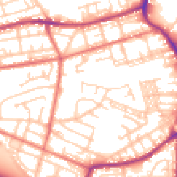 Daytime road noise heatmap for BL4 9PS