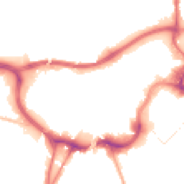 Night-time road noise heatmap for BL9 0AH