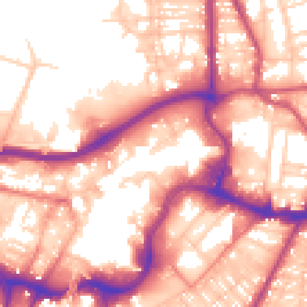 Daytime road noise heatmap for BL9 0PZ