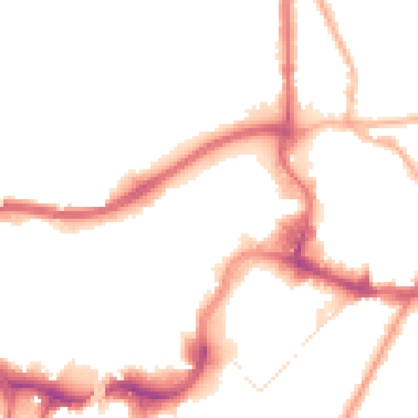Night-time road noise heatmap for BL9 0PZ