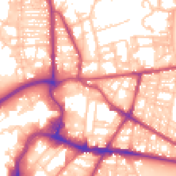 Daytime road noise heatmap for BL9 6AS