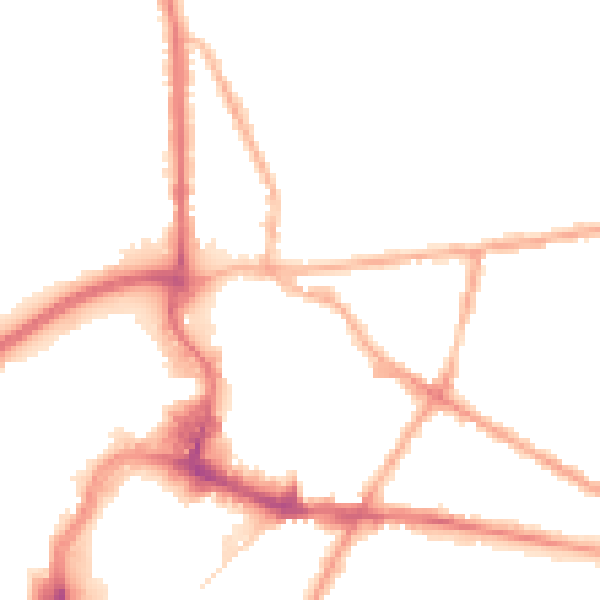 Night-time road noise heatmap for BL9 6AS