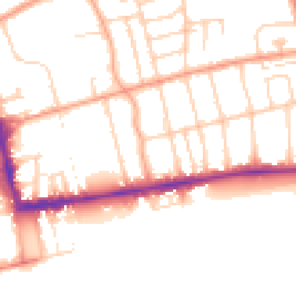 Daytime road noise heatmap for BN11 2BE