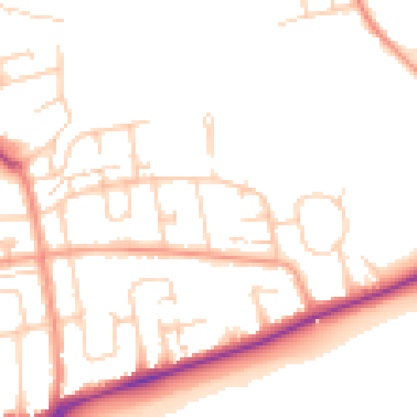 Daytime road noise heatmap for BN11 2PB