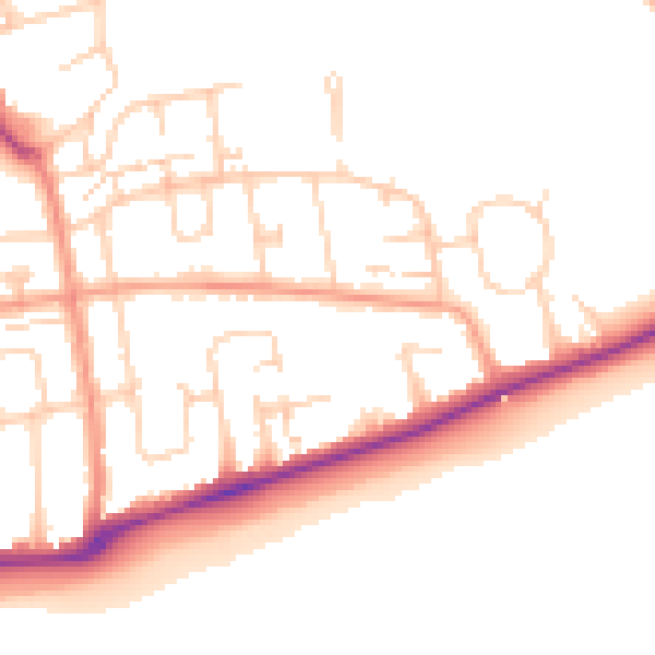 Daytime road noise heatmap for BN11 2PD