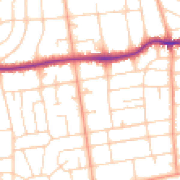 Daytime road noise heatmap for BN11 5AF
