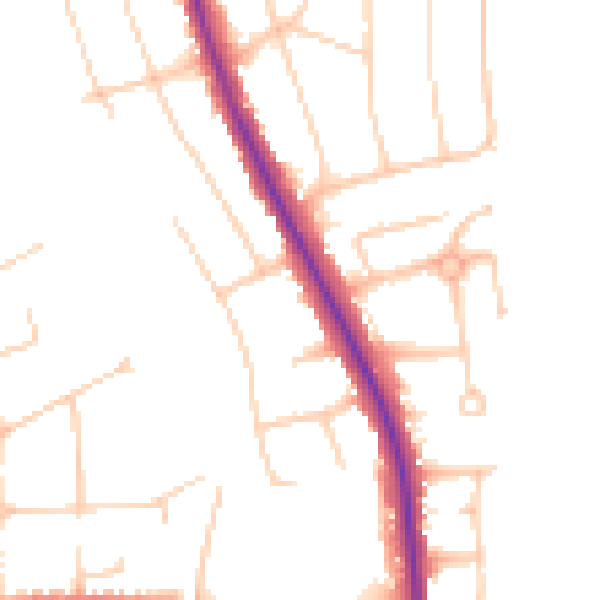 Daytime road noise heatmap for BN14 0BG