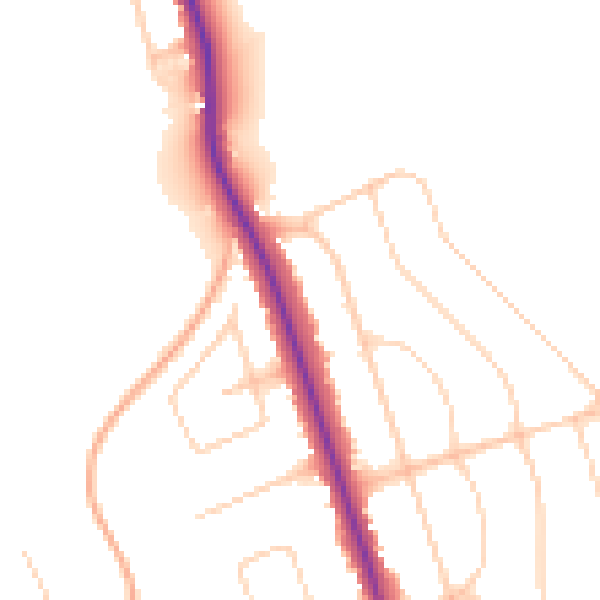 Daytime road noise heatmap for BN14 0HB