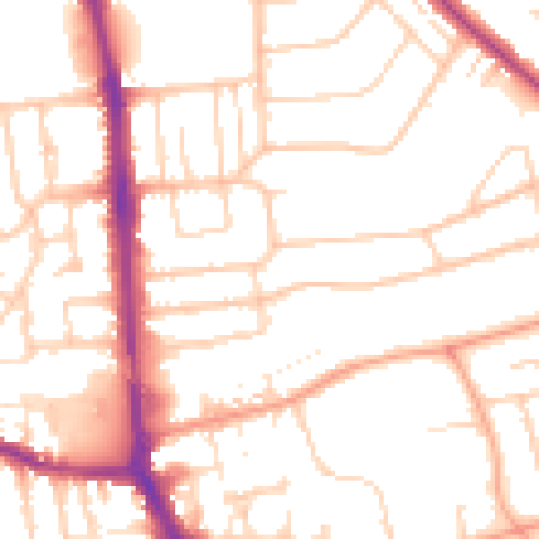 Daytime road noise heatmap for BN14 8BE