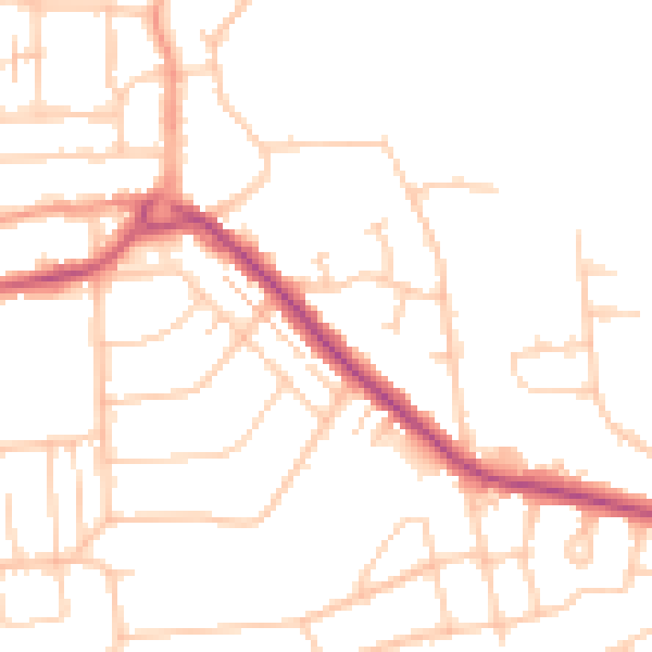 Daytime road noise heatmap for BN14 8JN