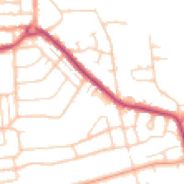 Daytime road noise heatmap for BN14 8LQ