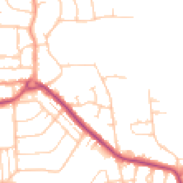 Daytime road noise heatmap for BN14 8LW