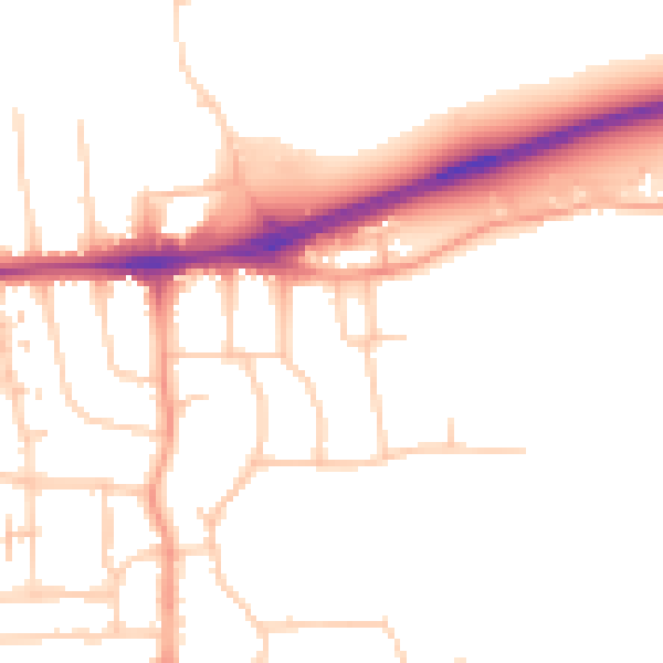 Daytime road noise heatmap for BN14 8QB