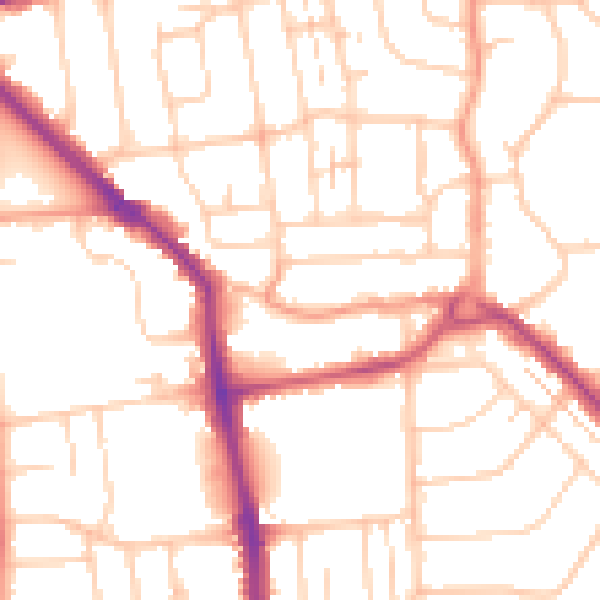 Daytime road noise heatmap for BN14 9AE