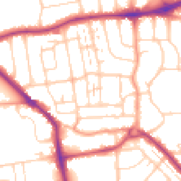 Daytime road noise heatmap for BN14 9DR