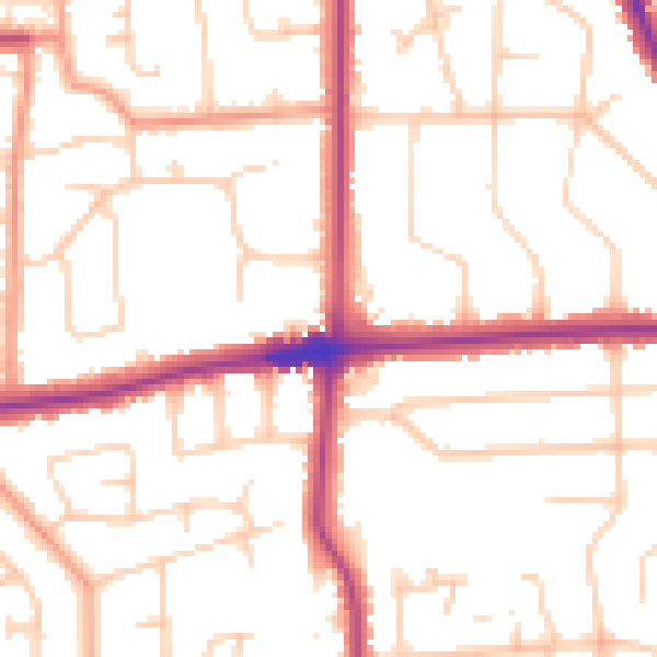 Daytime road noise heatmap for BN14 9RY