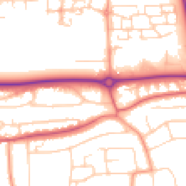 Daytime road noise heatmap for BN16 1AD